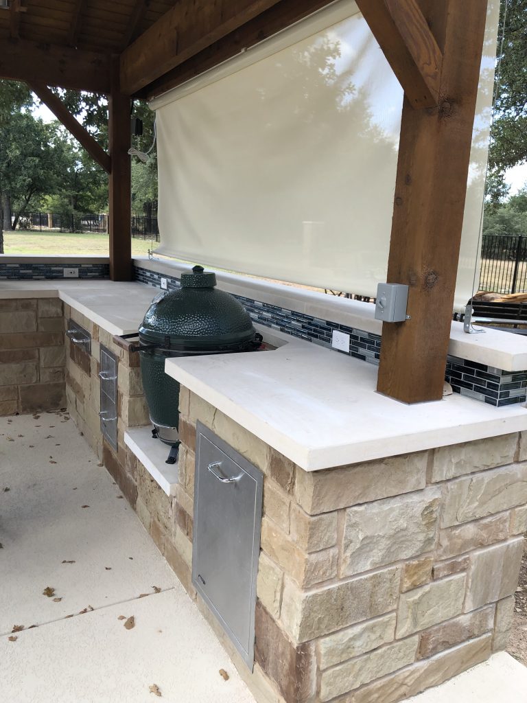 outdoor kitchen with green egg